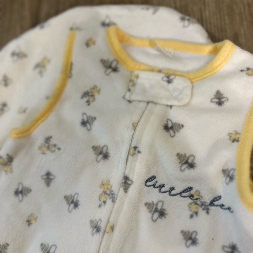 Baby Sleep Sack with Bee Print - Yellow and White